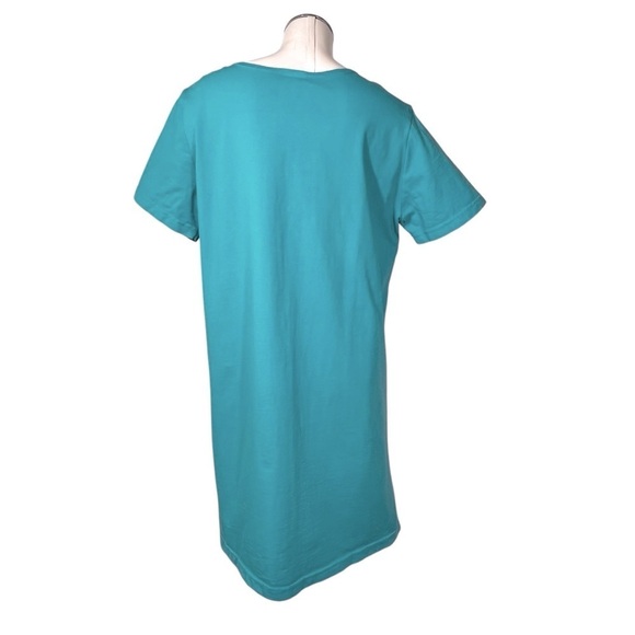 VTG BLUE CACTUS Turquoise Short Sleeve Artsy Boho Cotton Dress Women's Size XL - Picture 4 of 16